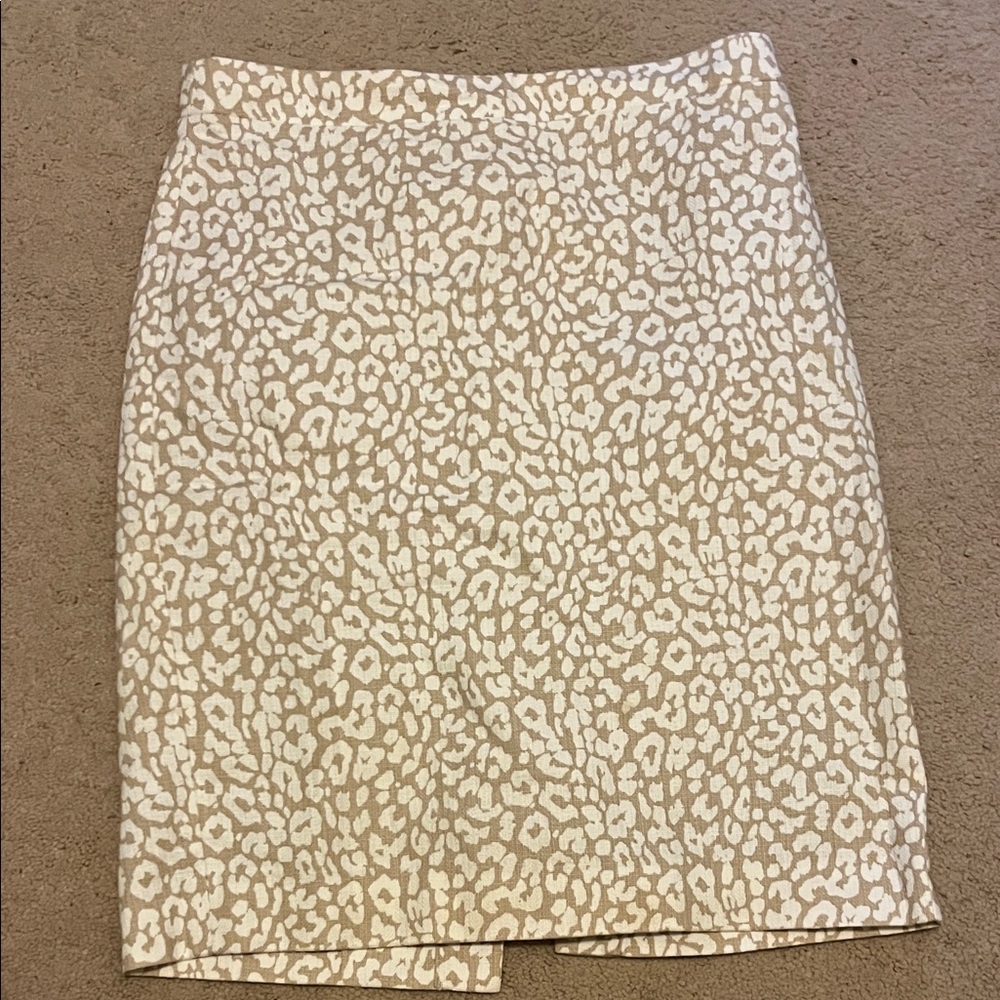 J. Crew Tan and Cream Animal Print Pencil Skirt